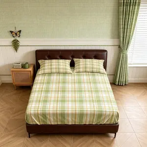Plaid Fitted Sheet Set, 3 Pieces (1 Fitted Sheet + 2 Pillowcases, Without Pillow Inserts), Cottagecore Style Deep Pocket Bedding, Soft & Breathable Fabric, Ideal for Teen & Adult Bedroom Decor, Perfect for Home Use