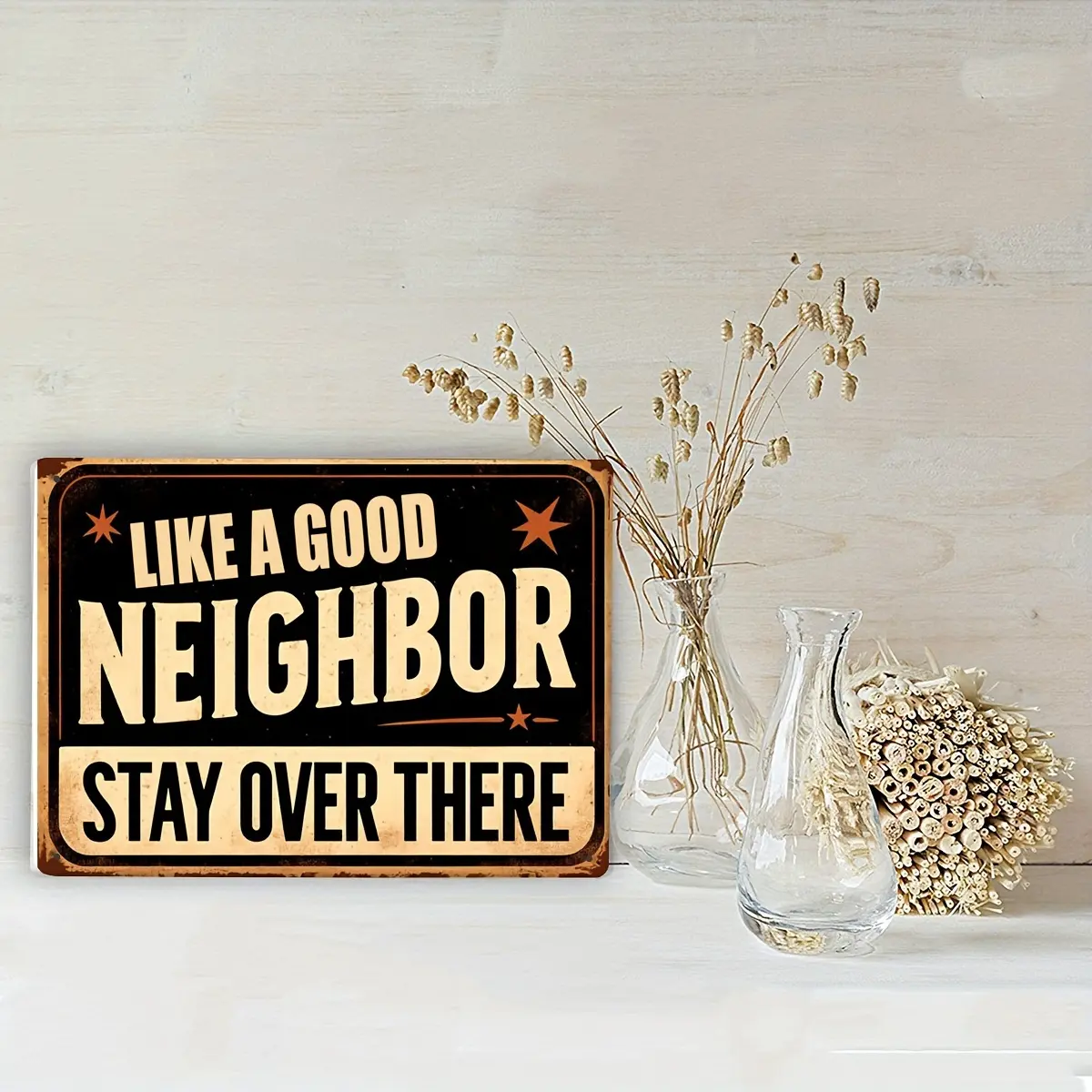 2D Flat, 1pc Vintage Metal Decoration Plate Large  Rustic Farmhouse Wall Decor - Neighbor Gift for Housewarming, Birthday - Indoor/Outdoor Metal Sign for Home, Garden, Office - Easy Hanging with Pre-Drilled