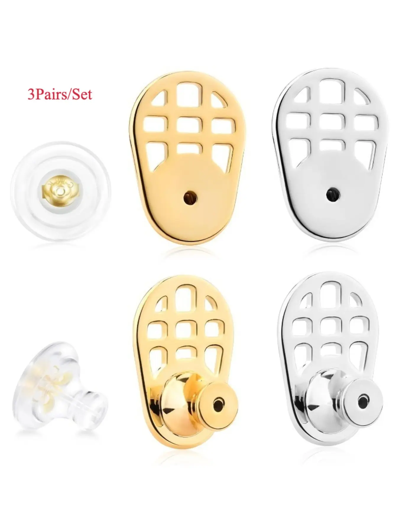 6pcs/Set Earring Backs for Droopy Ears-2 Pairs Large Earring Lifters Backs for Heavy Earrings And 1 Pairs Earrings Backs Replacements for Studs, Tight Lifter Backers for Heavy Earrings