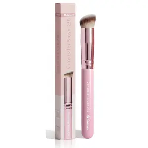 Concealer Makeup Brush Under Eye - Mini Angled Flat Top Kabuki Nose Contour Brush - Ideal for Concealing Blending Setting Buffing with Powder Liquid Cream Cosmetic - Pro Small Foundation Brush