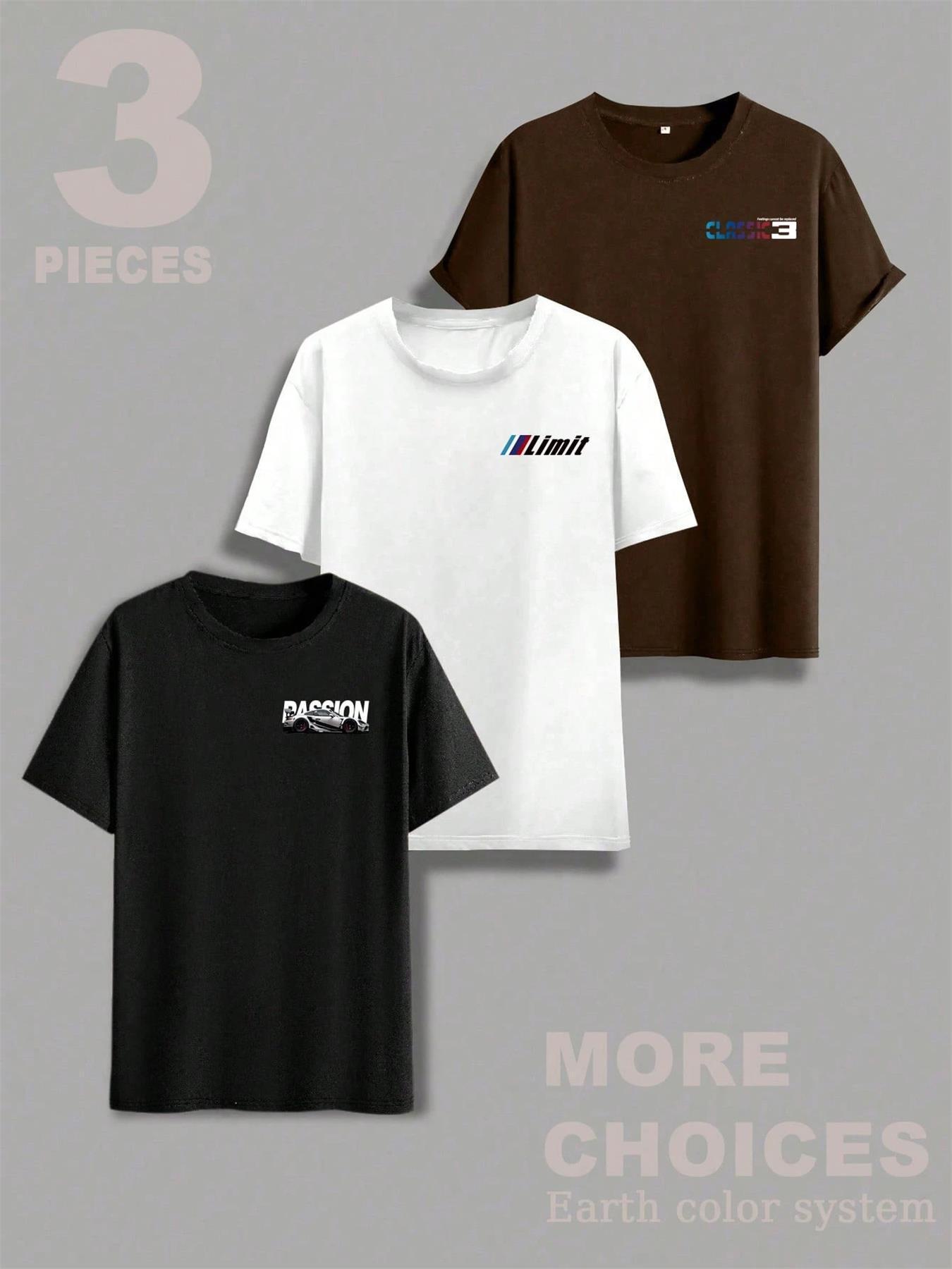 Men's Car Graphic Tee, Regular Fit Casual Short Sleeve Round Neck T-shirt for Summer, Men's Top for Daily Wear, Casual Style Tee