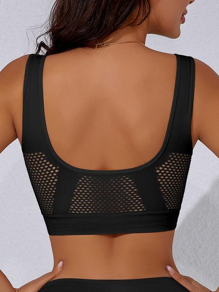 Women's Wireless Stretch Sports Bra Set, Seamless Hollow Out Design, Breathable Unpadded Push-Up Bras, Casual Slim-Fit Full Coverage Support