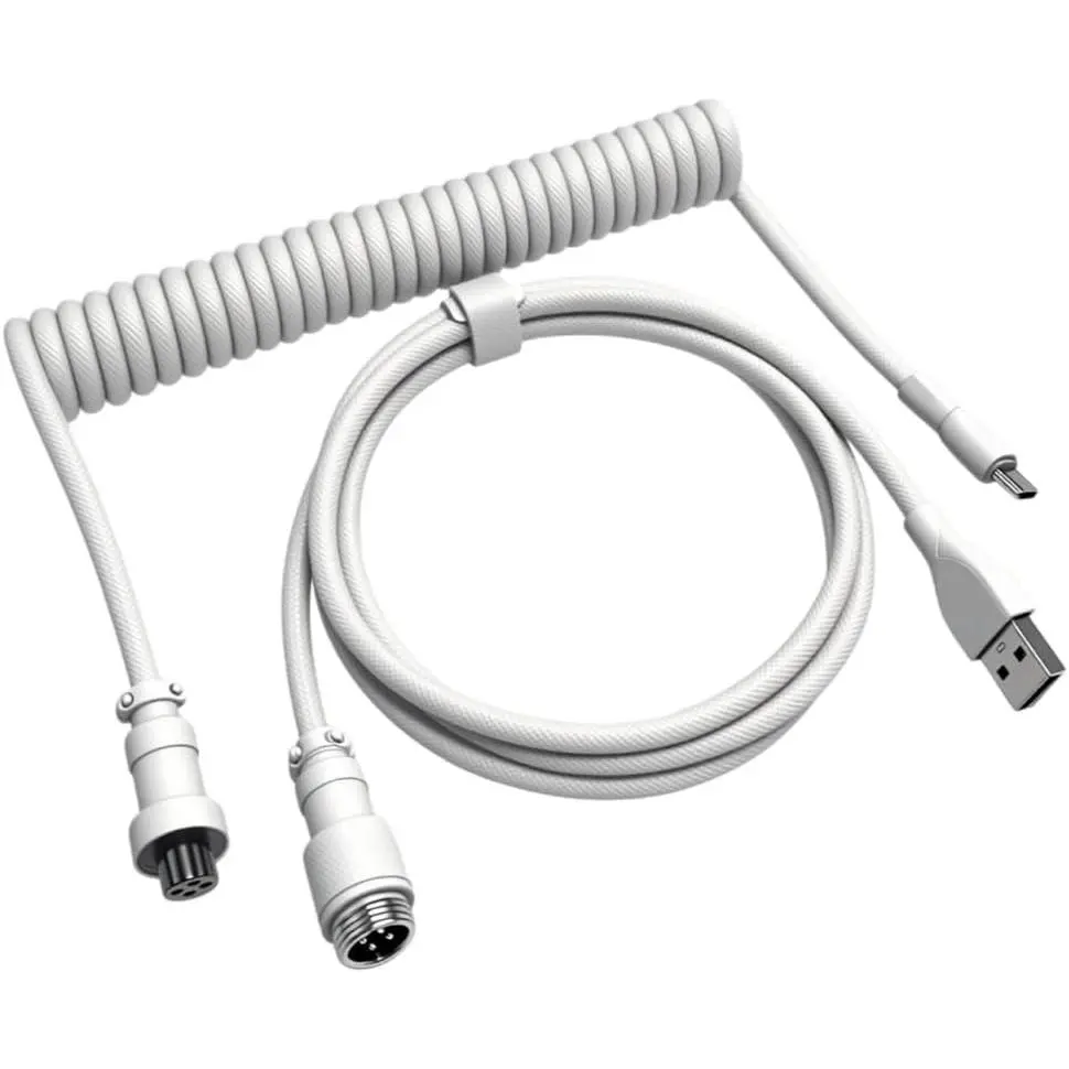 Custom Coiled Keyboard  USB-C: Detachable Aviator Connector, Double-Sleeved Mechanical Keyboard Cord for Gamers & Professionals—Braided Nylon Wire 1.5M USB-C to USB-A