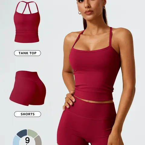 Women's Minimalist Solid Crop Tank Top & High Waist Shorts Loungewear, Casual Comfy Breathable Ribbed Top & Skinny Shorts Set, Ladies Sleepwear for All Seasons, Pajama Set, Pjs, Womenswear, Home Sleepwear Loungewear