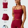 Women's Minimalist Solid Crop Tank Top & High Waist Shorts Loungewear, Casual Comfy Breathable Ribbed Top & Skinny Shorts Set, Ladies Sleepwear for All Seasons, Pajama Set, Pjs, Womenswear, Home Sleepwear Loungewear