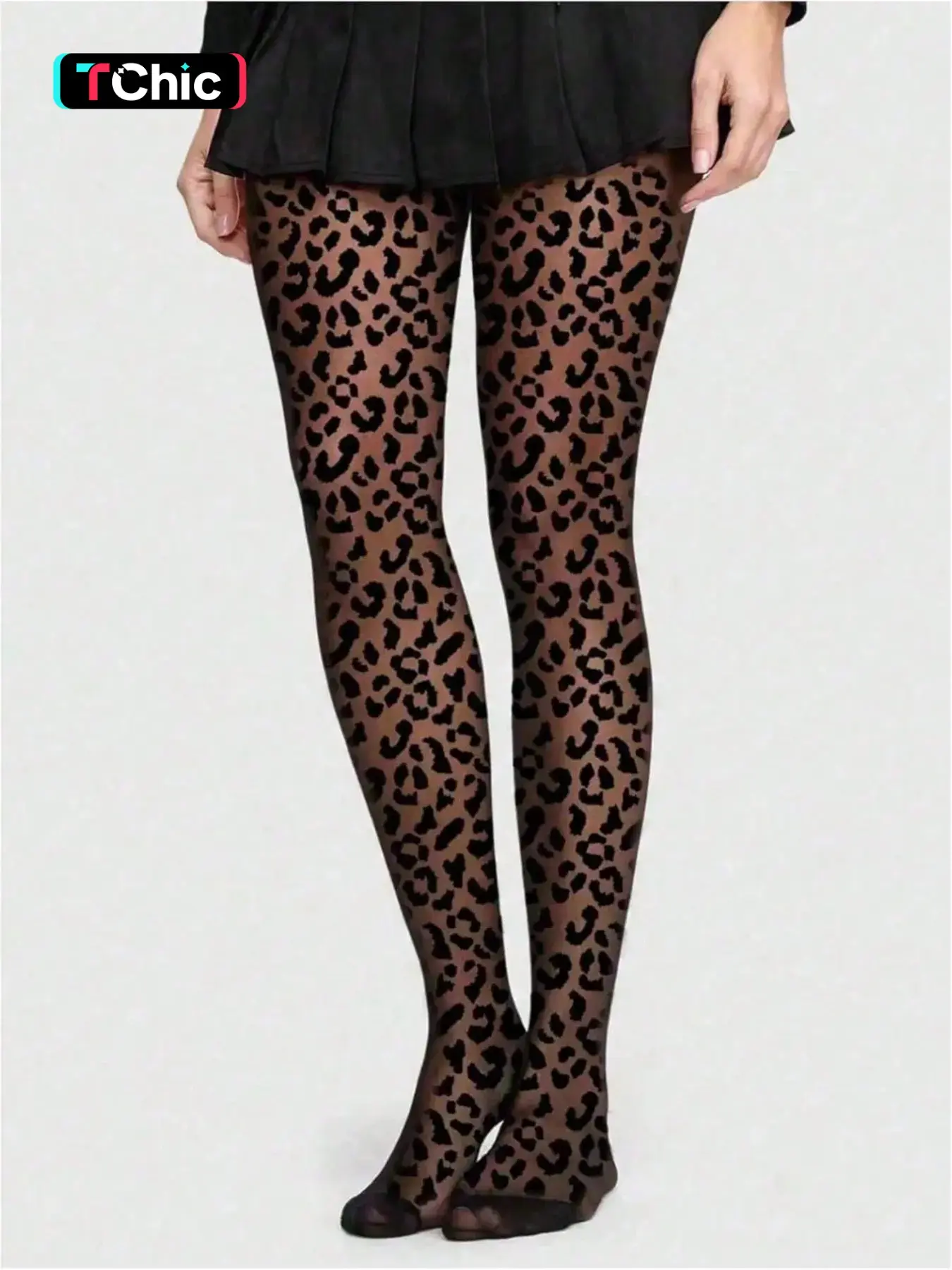 Elegant Vintage Leopard Print Women's Stockings, Breathable Soft Comfort, Perfect for All Seasons, Formal Events & Business Gatherings, Womenswear, Underwear