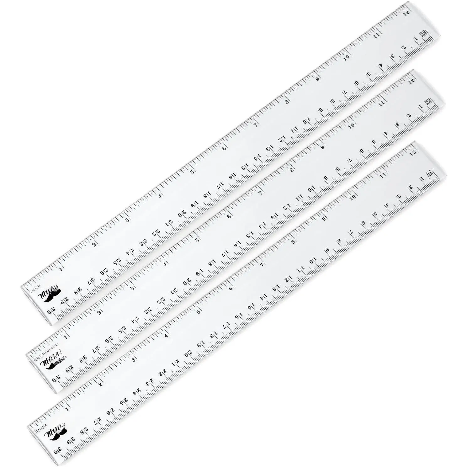 - Plastic Rulers, 12 Inch, 3 Pack, Easy-to-Read Markings | Scratch-Resistant Design with Inches and Centimeters, Durable Transplant Rulers for Crafting Office & School, School Supplies