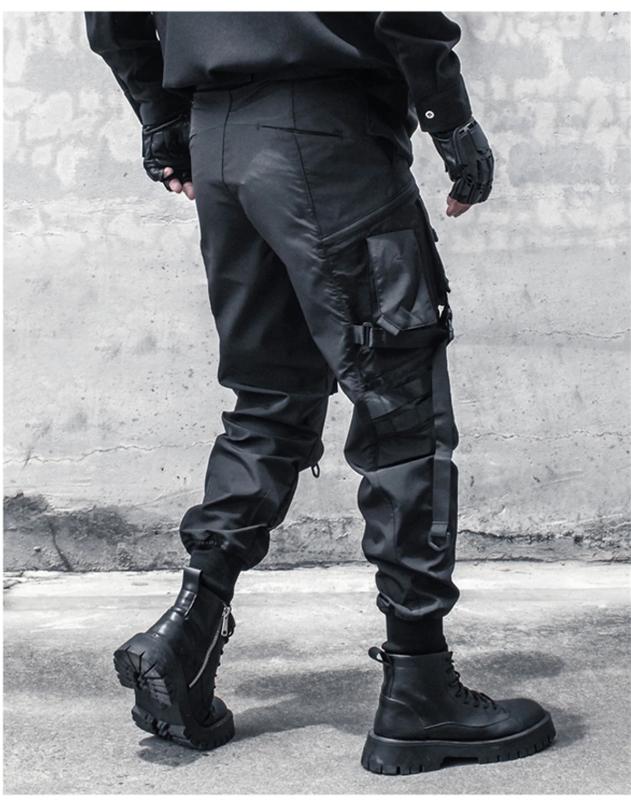 Kyn Apparel Techwear Functional Cargo Pants Men Fashion Tactical Ribbons Design Trousers 2025 Spring Hip Hop Streetwear Pants Black