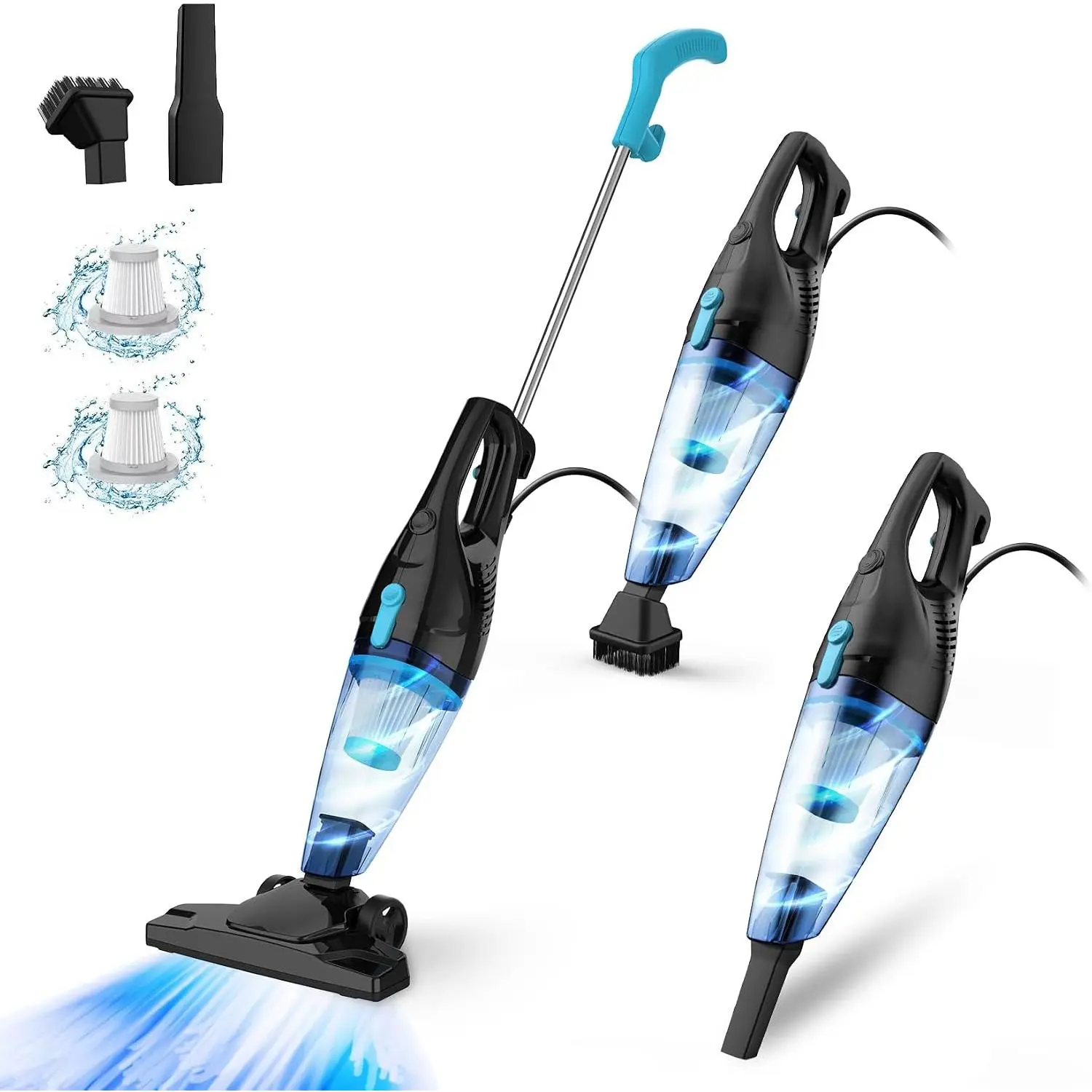 Corded Vacuum Cleaner, 4-in-1 Vacuum Cleaners for  Converts to Small Handheld Vacuum, 15Kpa Power Suction Lightweight Corded Stick Vacuum for Floor, Carpet,,Stair