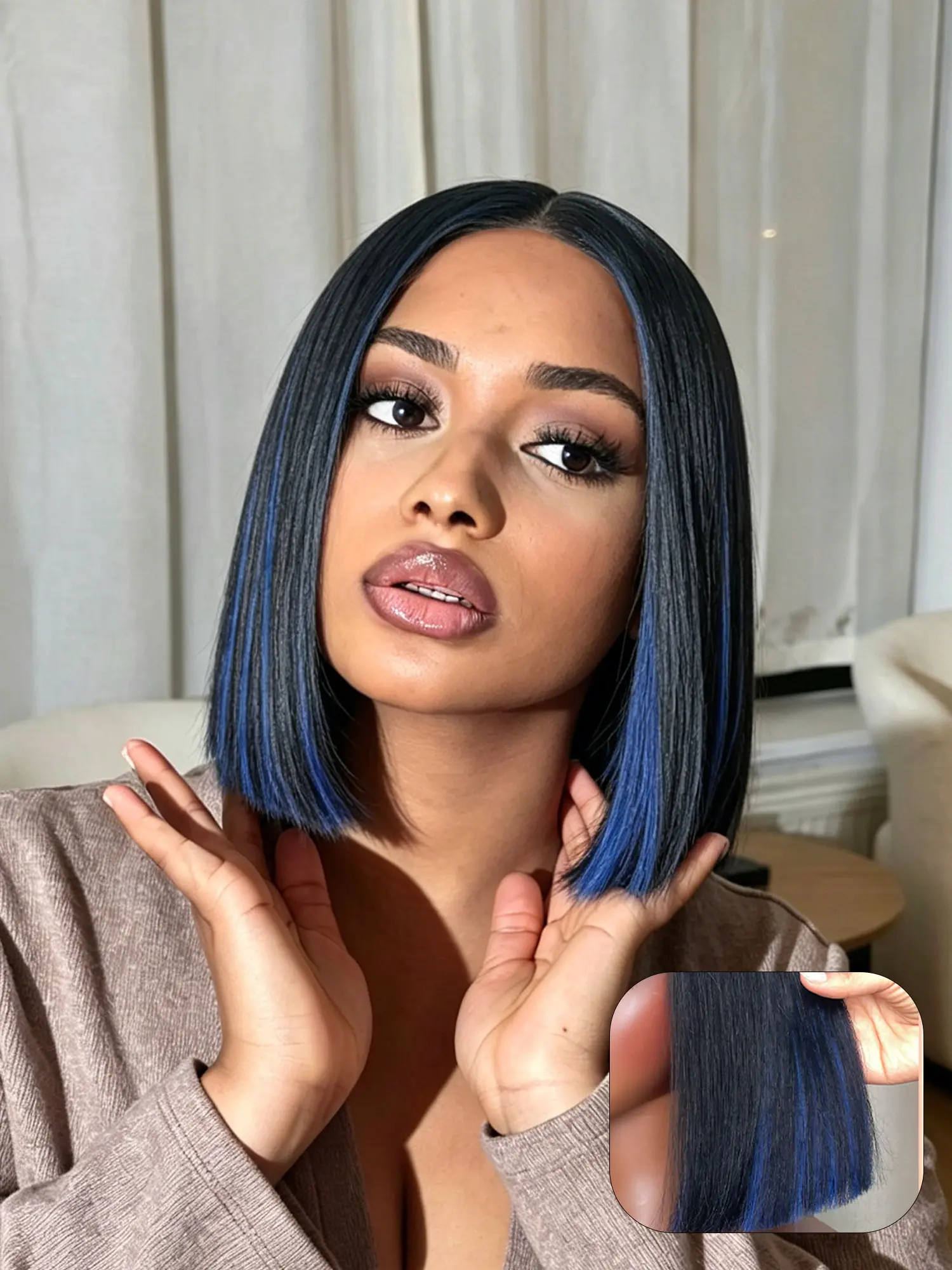 Human Hair Mixed Color 4*4 Bob Wig for Women, Summer Wig Highlight Color Natural Part Short Bob Wig Beginner Friendly 10 Inch Bob Wear and Go Wig Highlight Straight Wig for Daily Wear