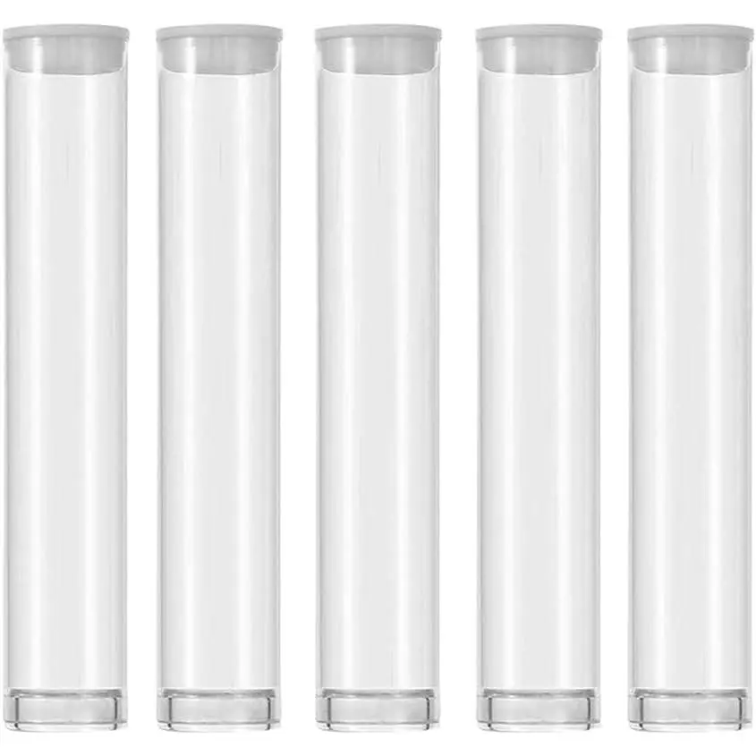 Plastic Clear PVC Tube Transparent Storage 0.5ML 1ML Empty Cartridges Tube Packaging with Caps 13x82mm - Bead Craft Supply Storage (100PACK)