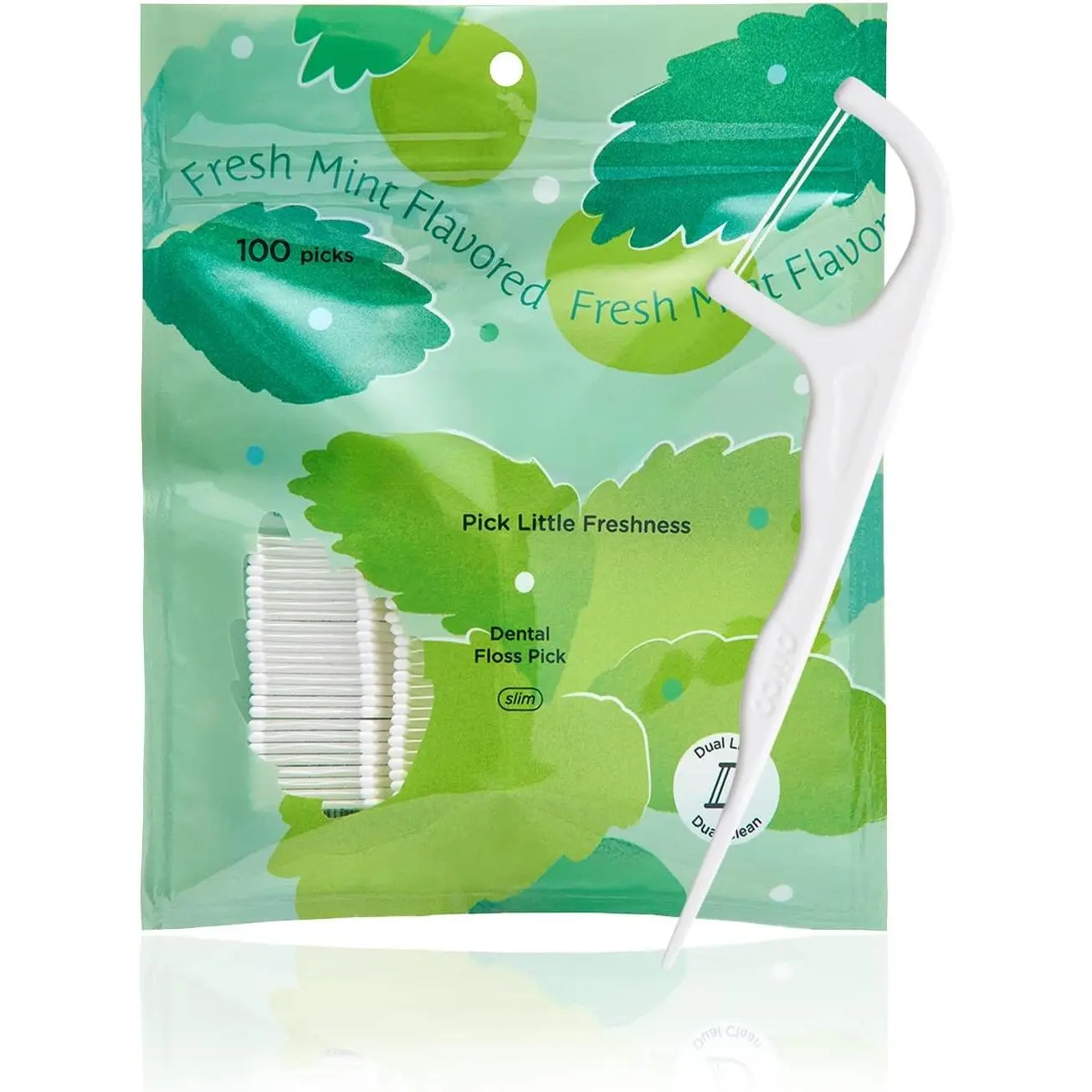 100 Count Dental Floss Picks, Portable Daily Oral Care Tool, Unbreakable Flossers for Adults, Resealable Pack, Unique Flavor for Home & Travel Use