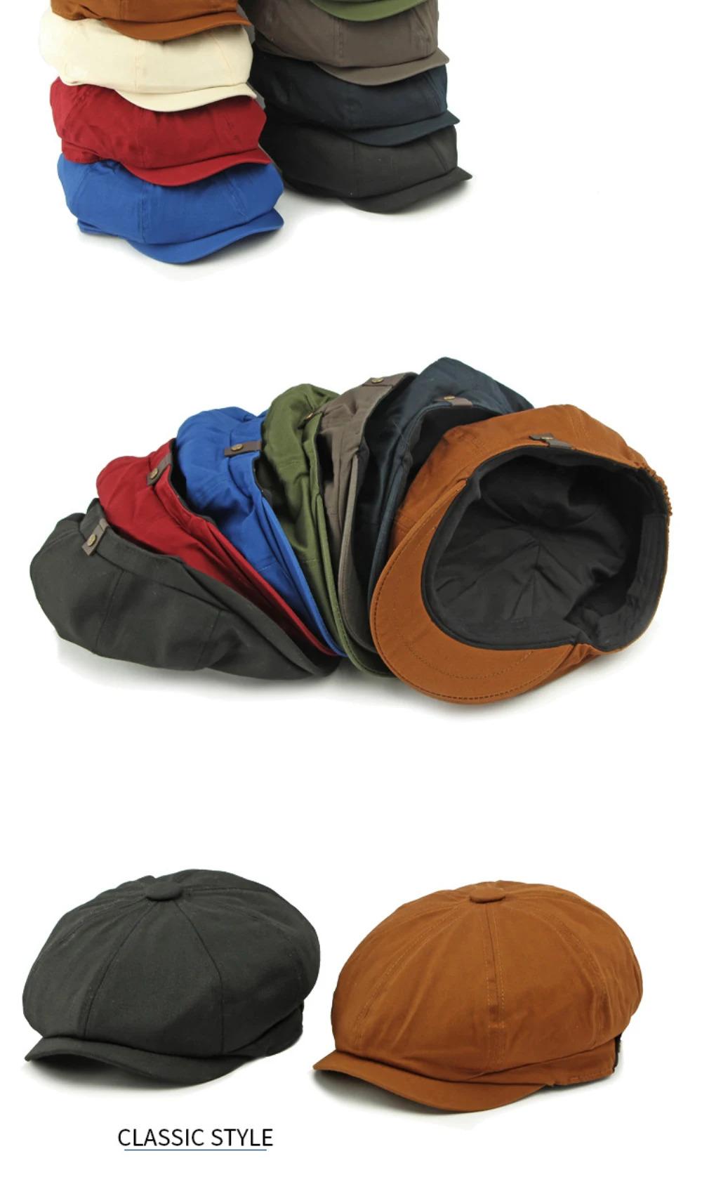 HT4779 Beret Cap New Spring Summer Men Women Cctagonal Cap Vintage Artist Painter Beret Hat Solid Plain Ivy Flat Cap Mens Berets