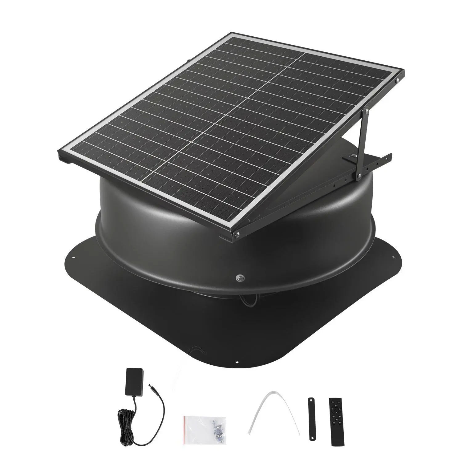 VEVOR Solar Attic Fan, 42 W, 2800 CFM Large Air Flow Solar Roof Vent Fan, Low Noise and Weatherproof with 110V Smart Adapter, Ideal for Home, Greenhouse, Garage, Shop, RV, FCC Listed