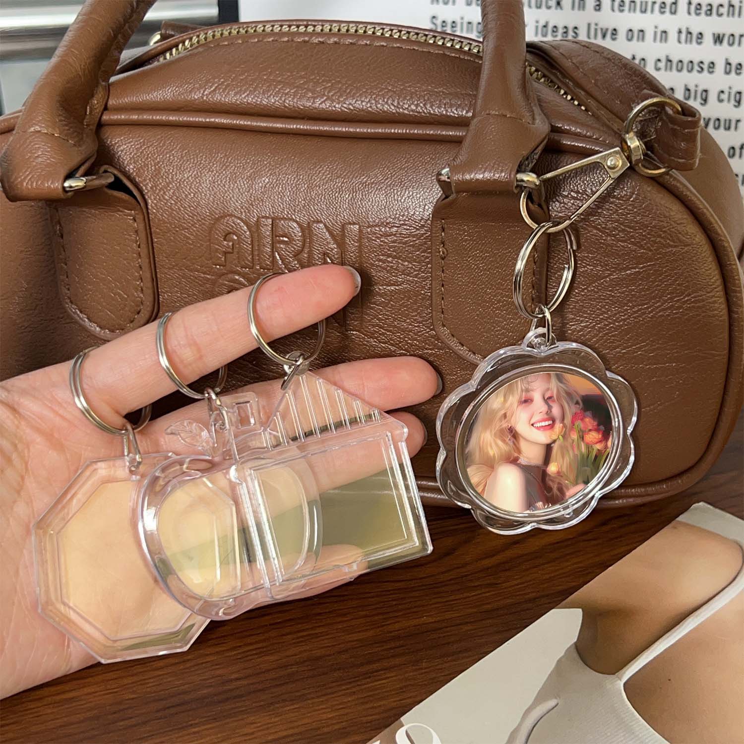 5/50Pcs Transparent Photo Frame Keychain Tassels Snap-In Custom Insert Photo Acrylic Blank Keyring Clear Blank Picture Pendant