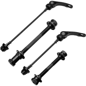 4Pcs Quick Release Bicycle Hub Steel Axle Kit, Black Hollow Front Rear Hub Shaft Set for Mountain Bike