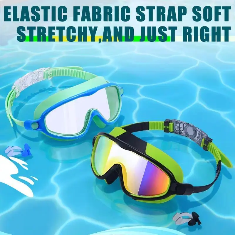 Kids Swimming Goggles, Adjustable Anti-Fog Swim Goggles with Wide View & UV Protection, Comfortable Fit for Pool, Beach & Swim Lessons