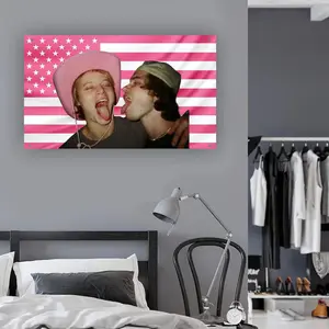 JJ and John B Flag | Outer Banks Pogues for Life Flag | OBX Bromance Tapestry | Best Friends Wall Decor | Rudy Pankow and Chase Stokes Flag Y2K Indie Room Decor Wall Tapestry