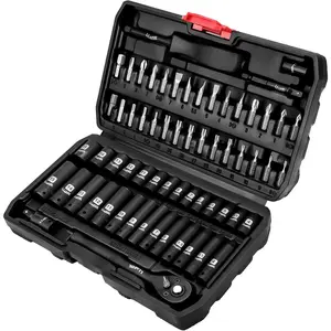 2026 LLNEDL 1/4 inch Impact Socket Set, 63 Piece Drive Socket Wrench Set Metric (4-15mm) Deep and Shallow 6 Point, Automotive Tool Kit with 72T Ratchet for Bicycle & Car Repairing