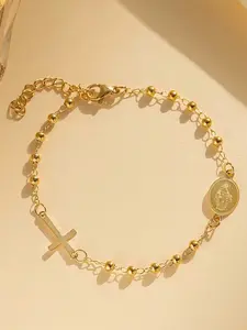1pc 3mm Rosary, Stainless Steel Virgin Mary Bracelet, Gift For Valentine's Day, Mother's Day, Ins Style Design, Suitable For Daily Wear, Gift For Friends, Family, Couples, Birthday And Holiday