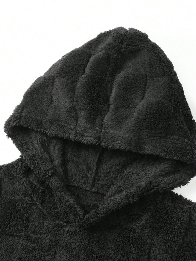 Men's Thermal Lined Graphic Drop Shoulder Hoodie, Fashion Casual Regular Fit Hooded Sweatshirt for Daily Holiday Outdoor Wear, Men Clothes for Fall & Winter,  Valentine Gifts for Him