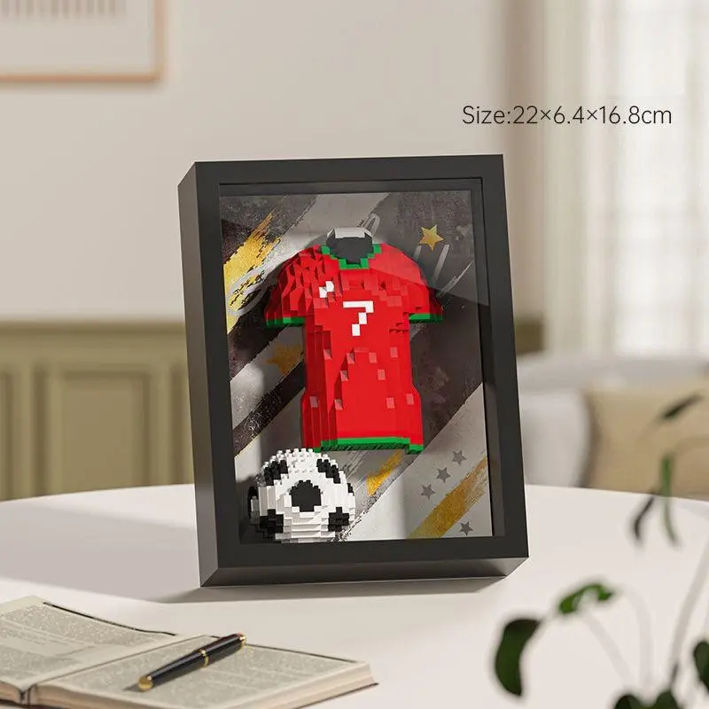 450+ Pieces Soccer Jersey Building Blocks Frame, 3D Diy Puzzle Desktop Decor, Unisex Collectible Gift, Ideal for Football Fans Birthday