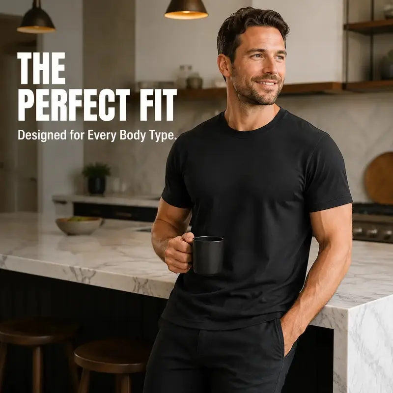 Men’s 100% Cotton Shortsleeve Round Neck Plain Casual T-Shirt - 180 GSM Soft Durable Breathable All Seasons Crew Neck Basic Tee, Classic White Black, S-3XL, SummerVibes Outdoor Fun