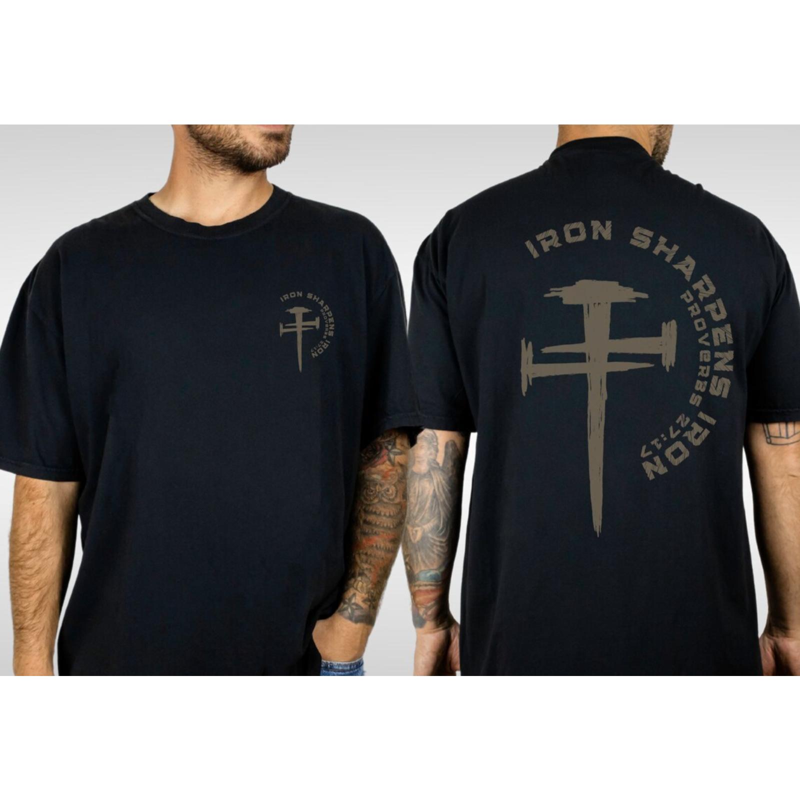 Trek Gear Lab  T-Shirt  Iron Sharpens Iron Christian Gym Shirt Gym Pump Christian Clothes Proverbs Bible Verse Shirt Christian Streetwear Jesus Christian Man Shirt