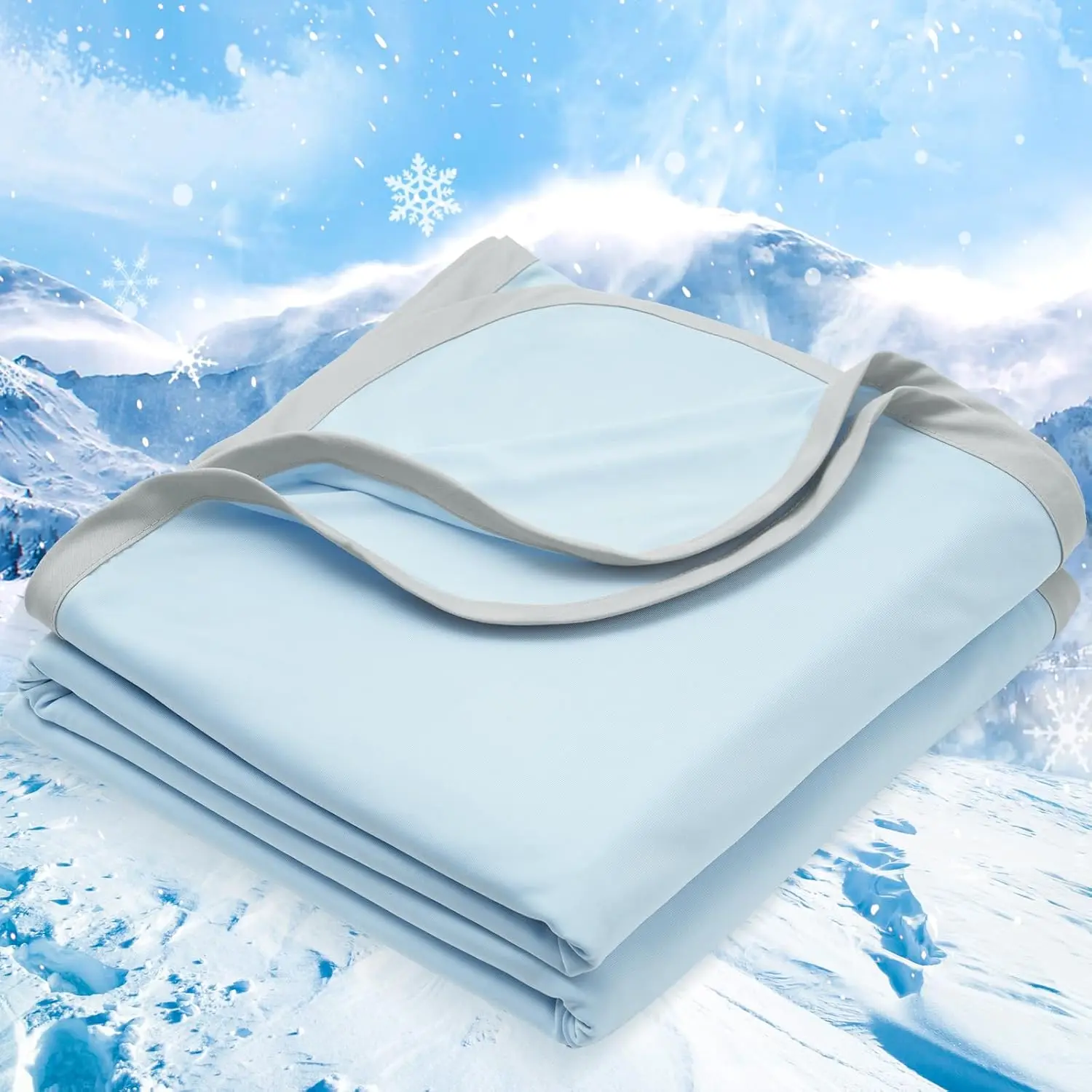 Cooling Blanket for Hot Sleepers Queen Size, Arc-Chill Q-Max>0.5 with Cooling, Lightweight Summer Blanket Absorbs Heat to Keep Cool All Night for Night Sweats (Ice Blue, 90''x90'')