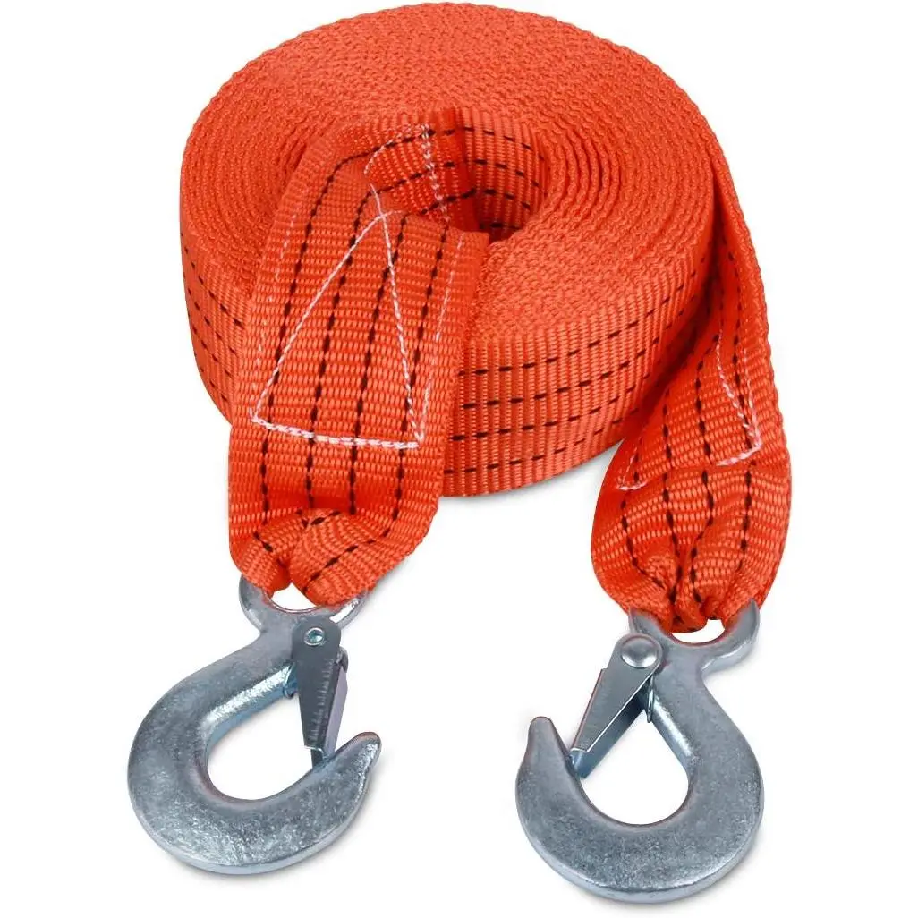 Tow Strap with Hooks 2in X20Ft  Strap 10,000LB Break Strengthened Towing Rope for Towing  in Roadside