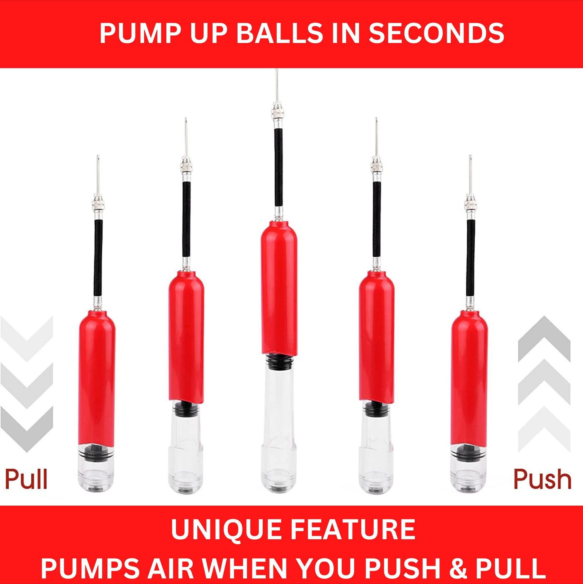 Mini Air Pump with Needle & Nozzle, Portable Double Action Quick Inflation Pump for Basketball, Balloons & All Sports Equipment