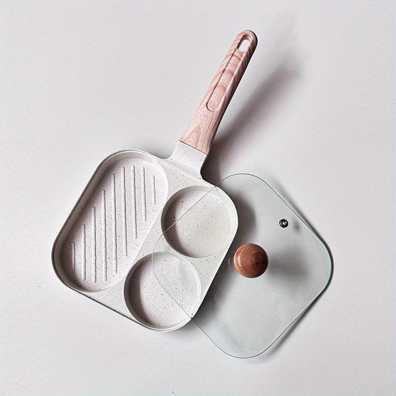 Non-Stick Aluminum Frying Pan with Lid - 3-Section Griddle for Eggs, Steaks & Breakfast - Ideal Covered Skillet for Perfect Morning Meals, Versatile