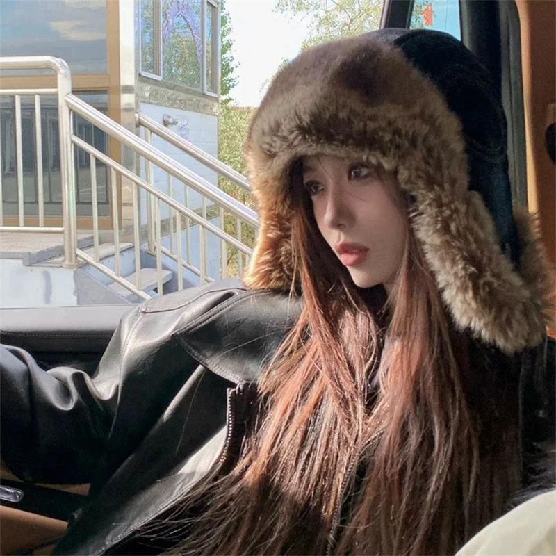 Unisex Winter Ushanka Hat Trapper Aviator Trooper Earflap Warm Faux Fur Leather Waterproof Ski Hat Bomber Cap Ear Protectors Hat