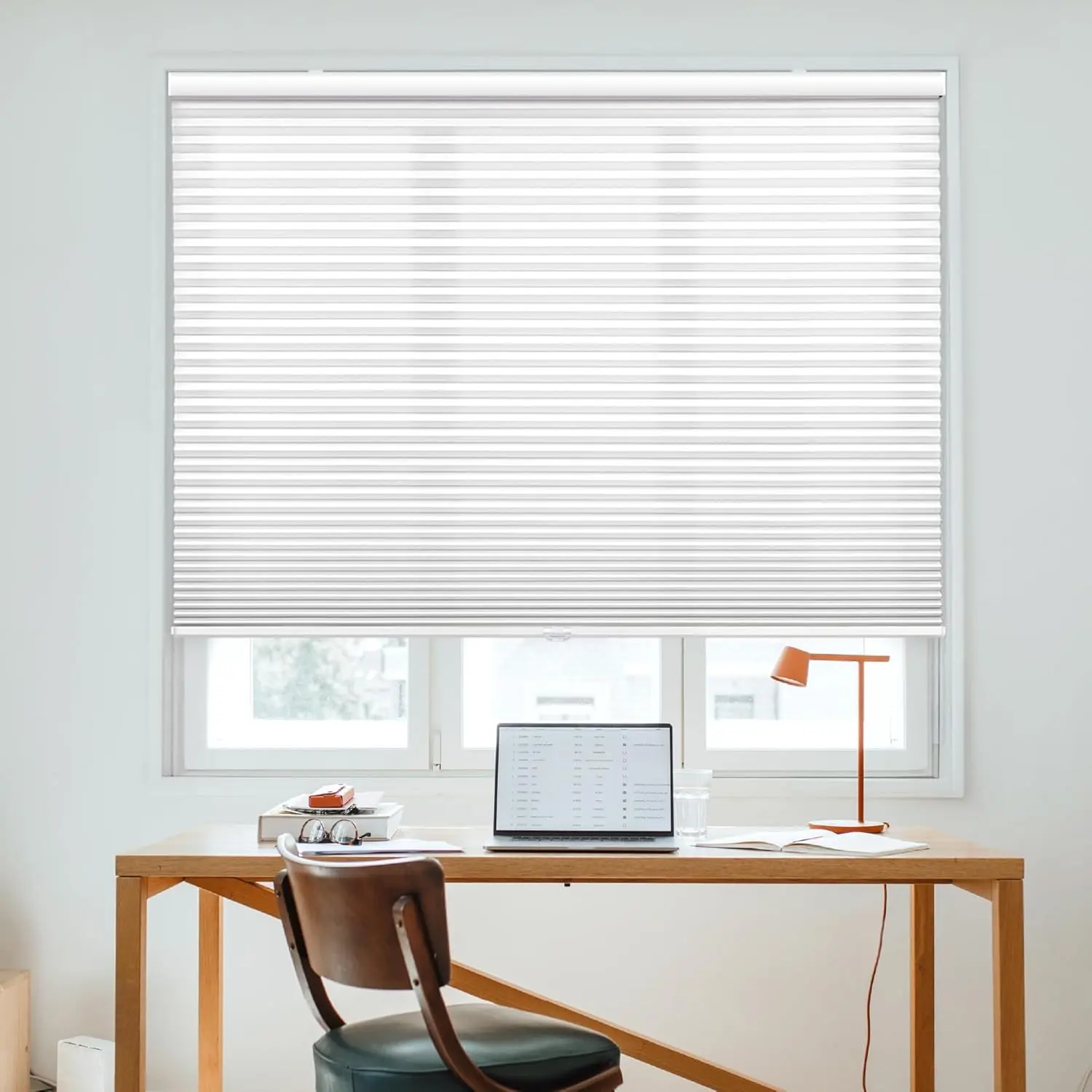 Cordless 1.5" Light Filtering Cellular Shade, 72" W x 48" H, White