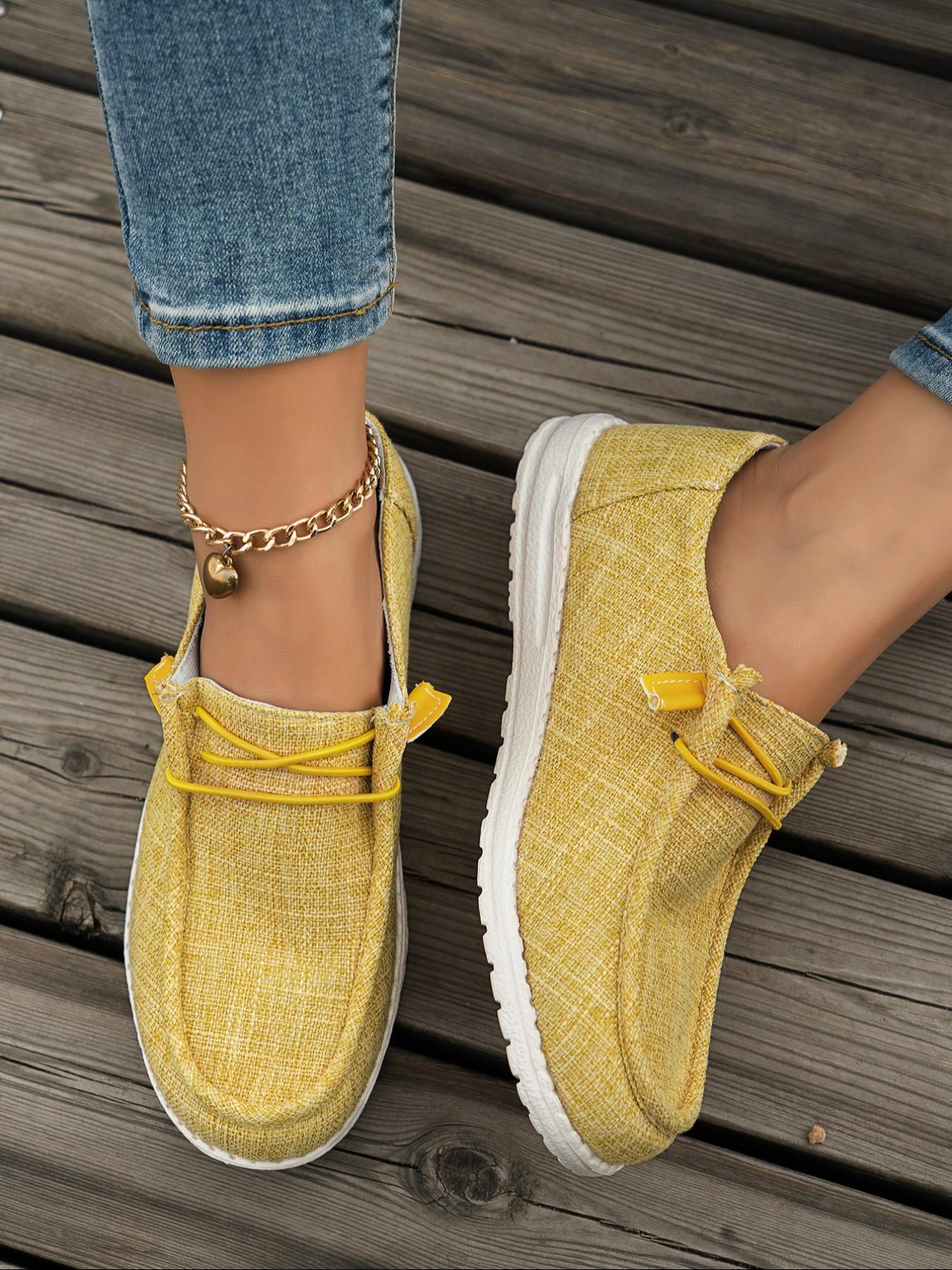Women's Fashionable Plain Color Round Toe Lightweight Slip Ons Style Sneakers, Lightweight Breathable Comfortable Lace-up Flats Shoes, Casual Comfortable Sports Walking Shoes, Casual Breathable Footwear