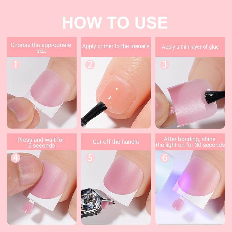 Toe Nail Tips Press on, French Fake Short Toe Tips, 150Pcs Square Round Acrylic Toenail Press Ons, 15 Sizes French Baby Pink Wearable Full Cover Fake Toenails