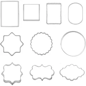 10 PCS Plaque Frame Cookie Cutters Set Fondant Tiles Biscuit Cutter Molds for Cookie Fruit Shapes