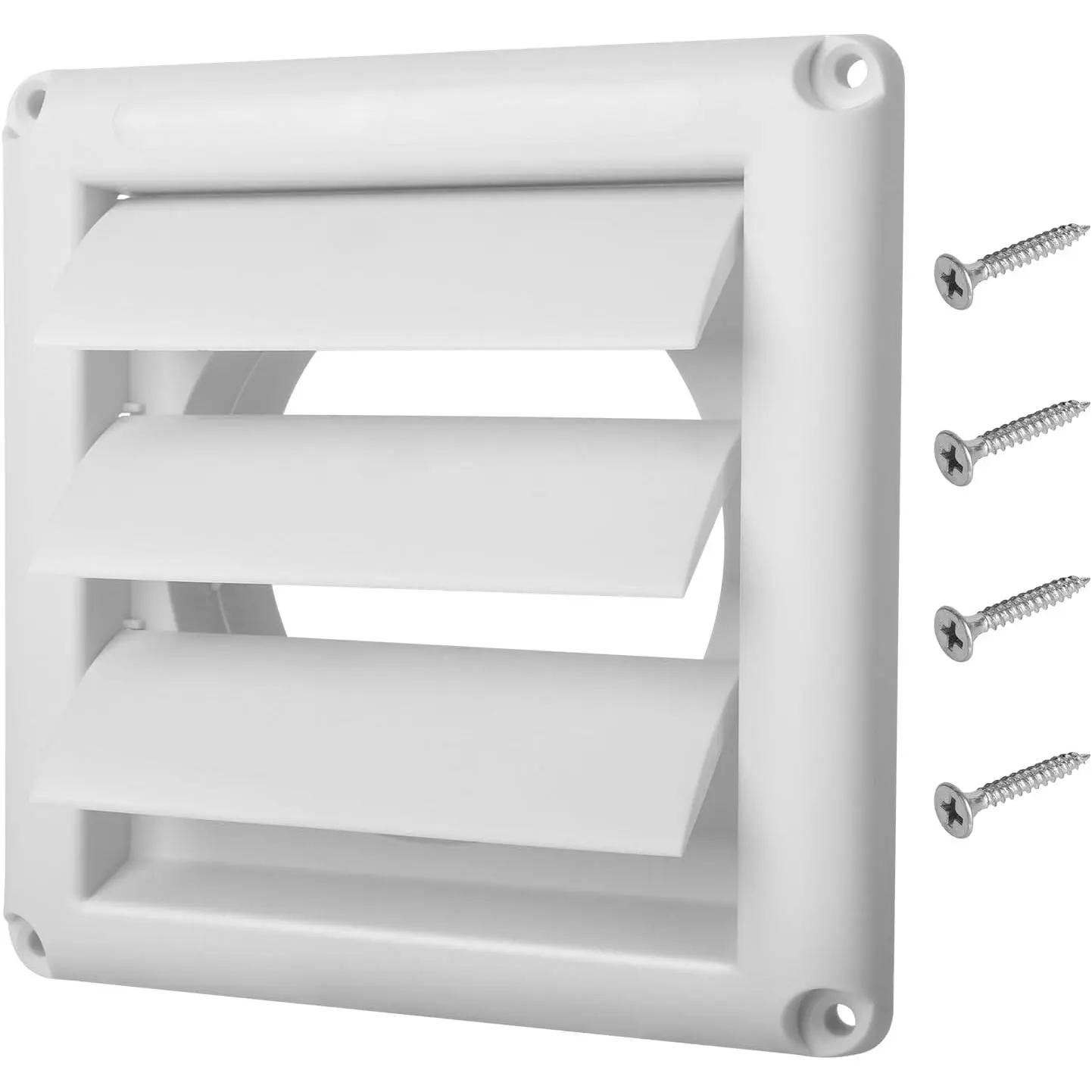 4 Inch Louvered Dryer Vent Cover for Exterior Walls, UV Protection, Achieving Maximum Airflow Efficiency and Being Durable, Comes with 4 Screws, Easy Installation