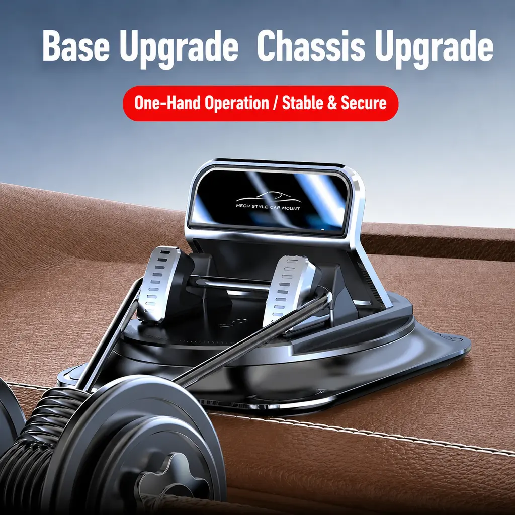 360° Full Swivel Adjustment Car Dashboard Phone Mount, Suction Cup Anti-Slip Stable Bracket, Dual Orientation Compatibility Universal Holder for In-Car Nav