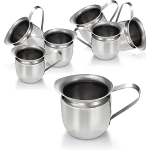 Fit Meal Prep [6 Pack] 5 oz Creamer Pitcher - Stainless Steel Bell Creamers, Mini Cup Container for Serving Milk, Coffee Cream, Salad Dressing, Maple Syrup, Espresso Machine for Restaurant, Cafes