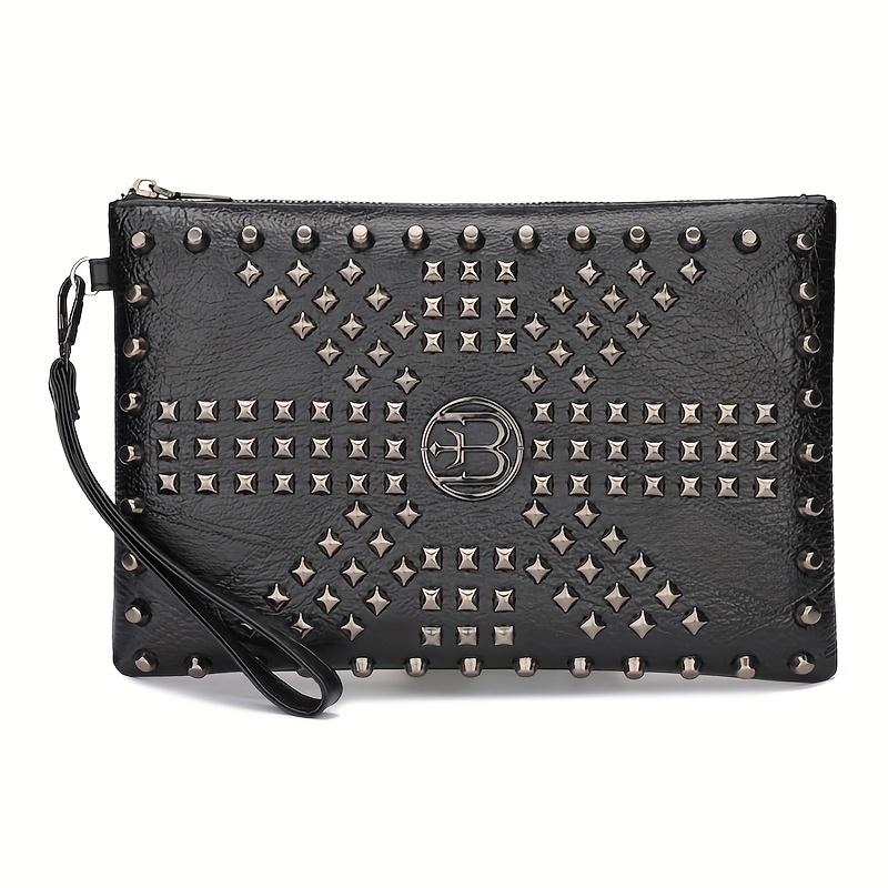 New style men's bag, fashionable and versatile women's bag, rivet envelope clutch, small bag, large capacity hand-held bag