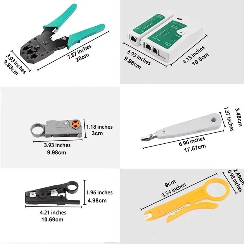 Portable Ethernet Cable Crimping, Rj45 Rj11 Connectors, Cat5 Cat5e Cat6 Testers, Includes 110 Punch Down Tools, Wire Stripping Machine