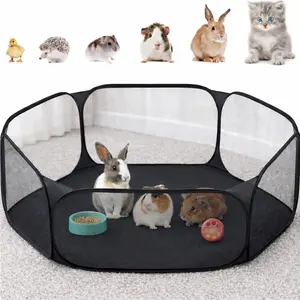 Small Animal Playpen, Pop-Up Portable Play Yard for Guinea Pigs, Rabbits, Hamsters, Hedgehogs, Foldable Exercise Fence with Breathable Mesh for Indoor Outdoor Use