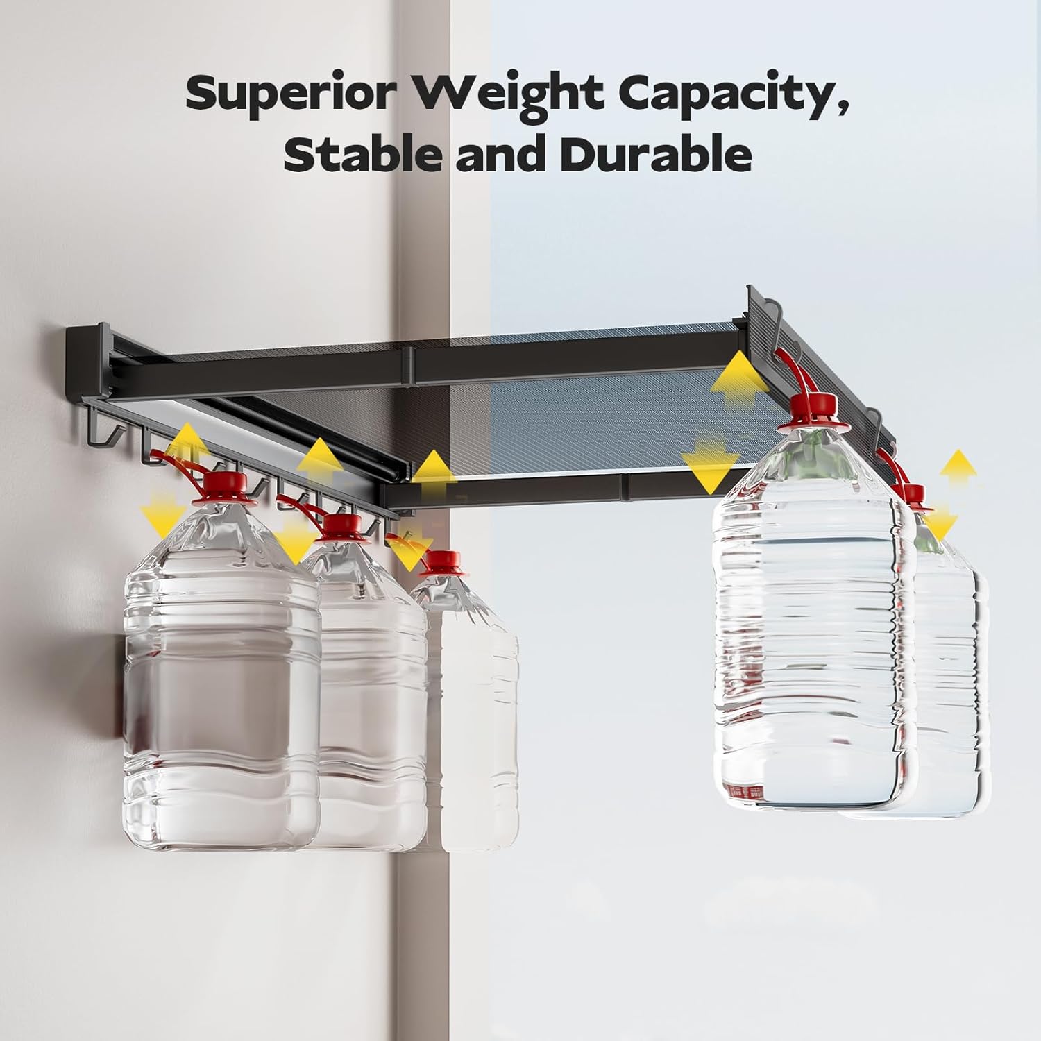 Space Saving Wall Mounted Towel Rack, Foldable Aluminum Towel Bar with Mesh Design, Rustproof with 6 Removable Hooks, No Drill Installation for Bathroom Balcony Laundry