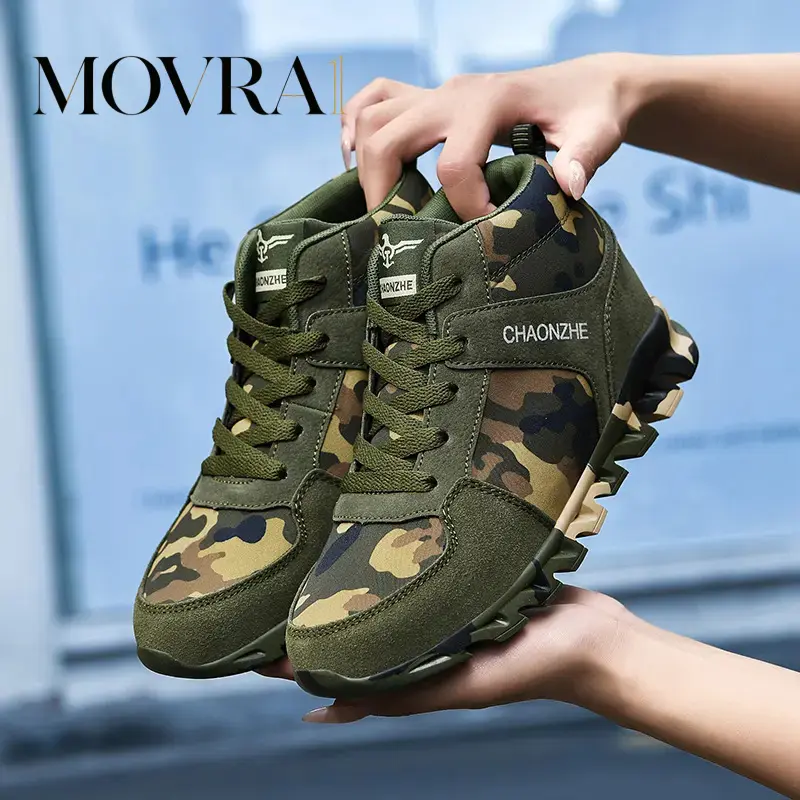 MOVRA1 Men'S and Women'S Fashion Casual Shoes|   Camouflage-Top, Height-Increasing, Hiking, Climbing, Running, Camping and Adventure Canvas Shoes with Round Toe, All-Season, Lace-up Closure