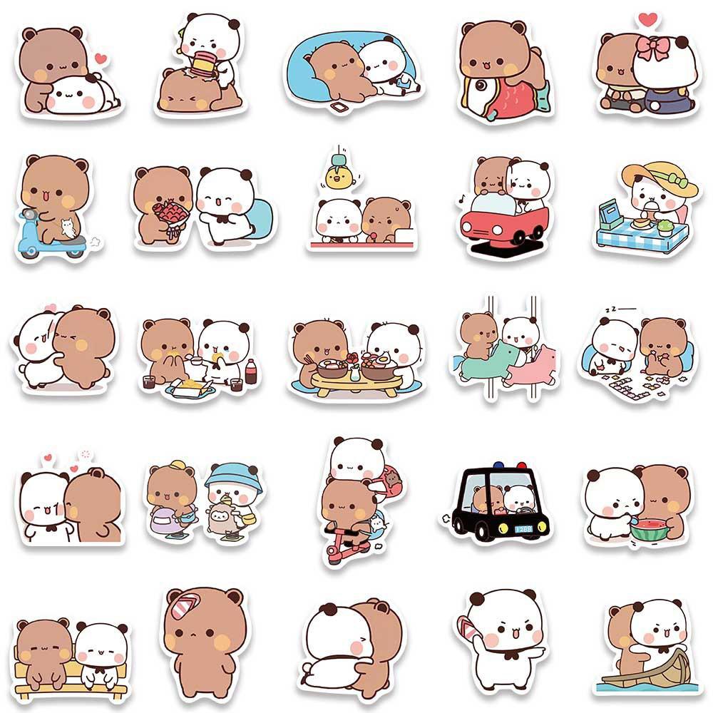 10/30/50pcs Cute Bubu and Dudu Stickers Bear Couple DIY Toy Doodles Decorative Graffiti Decal Phone Bottles Scrapbook Waterproof
