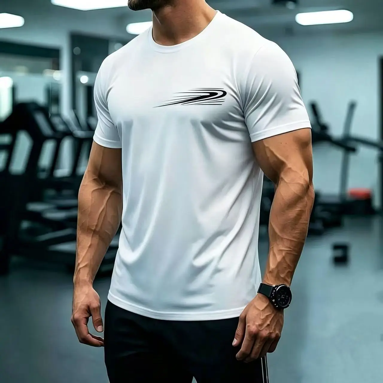 Male Letter Print Crew Neck Lightweight Stretchy Short Sleeve T-Shirts - Quick-Dry, Breathable, Soft Athletic Sports Tops for Gym Exercise Activewear, Activewear Fitness & Daily Wear,summerwins