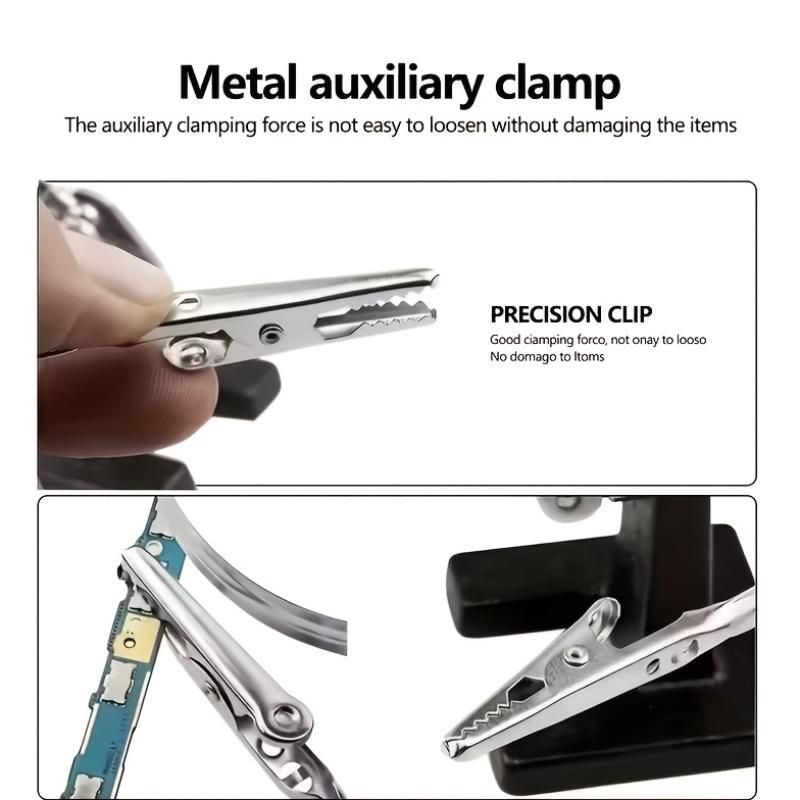 Professional Electronic Inspection And Repair Station Featuring a Built-In Lighted Magnifying Glass. Includes a Heavy-Duty Adjustable Folding Stand And Ergonomic Base, Powered by Low-Voltage Batteries. Ideal for Electronics Repair, Watchmaking