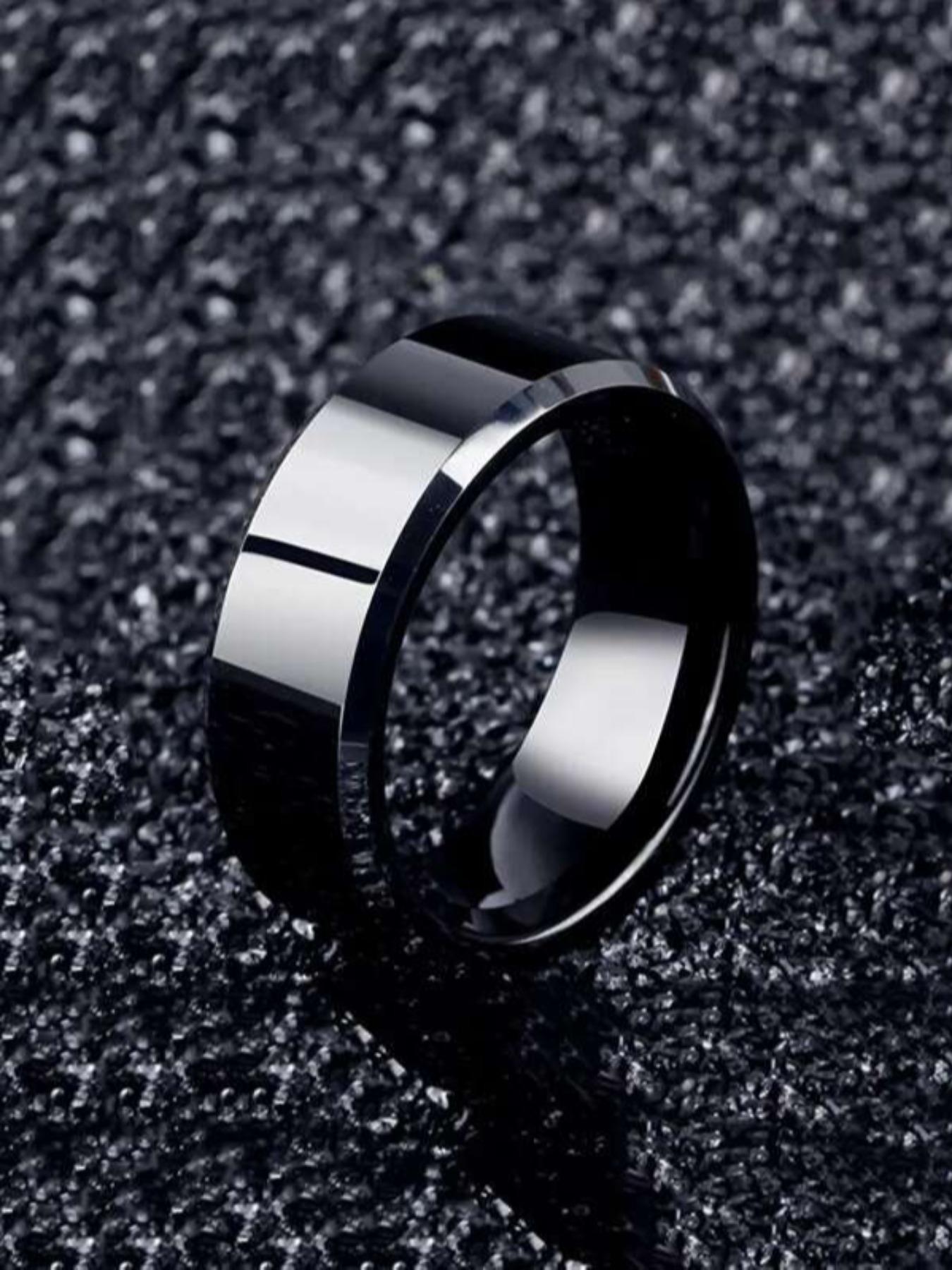 Unisex Minimalist Stainless Steel Ring, Shiny Plain Design Promise Ring ...