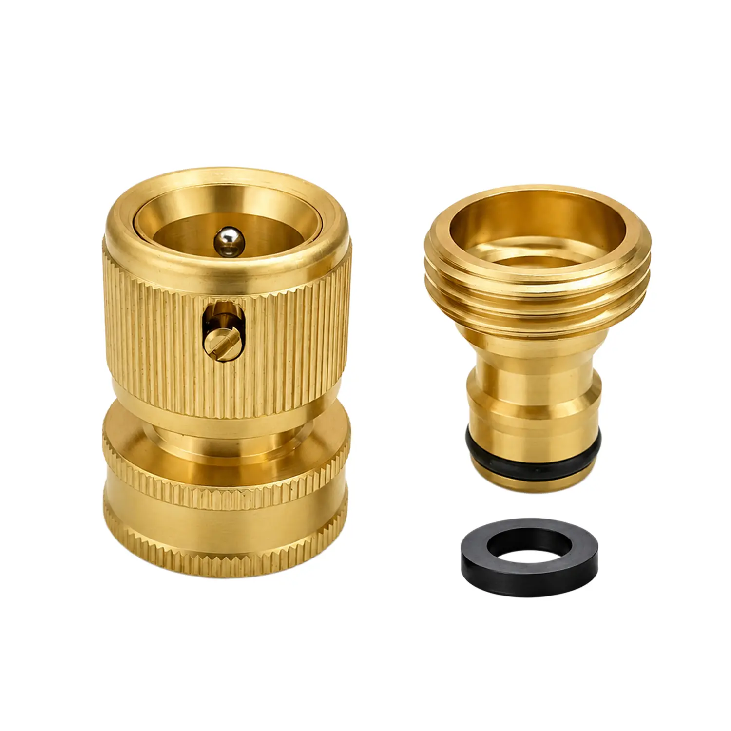 SETIPS 2Sets Solid Brass Garden Hose Quick Connectors, 3/4" GHT Female & Male Thread Fittings, Leak-Proof Water Hose Adapter, Heavy Duty Quick Connect Coupler for Garden, Lawn, Yard & Outdoor Watering Accessories